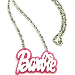 Pink Barbie Necklace Pendant 4mm/18" Link Chain